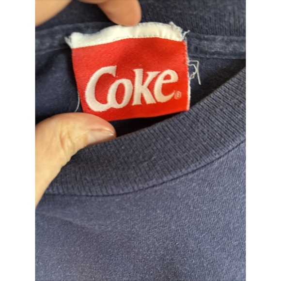 Coca-Cola Vtg 90s Surf Board Polar Bear Single Stitch Blue T-Shirt Size M - Picture 2 of 6